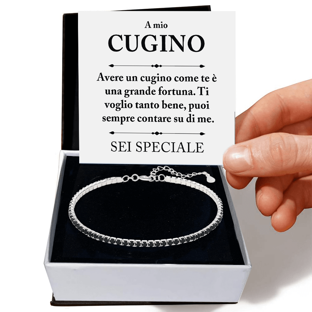 Bracciale Tennis Nero in Argento Sterling 925 - Cugino