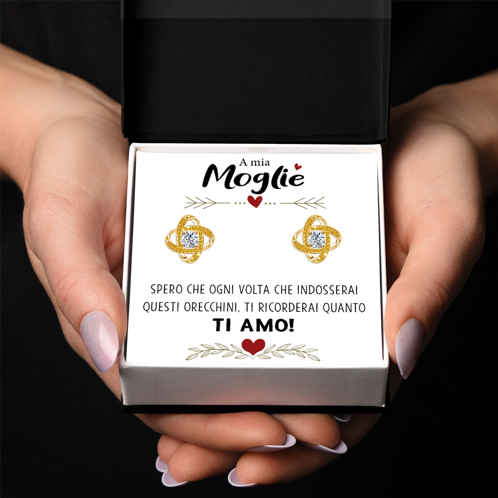 Orecchini Nodo con Pietra in Acciaio chirurgico - A mia Moglie