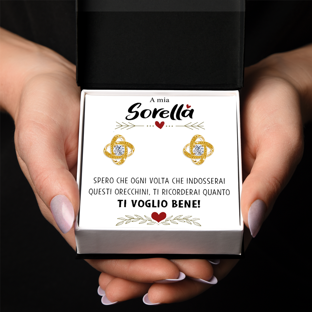 Orecchini Nodo con Pietra in Acciaio chirurgico - A mia Sorella