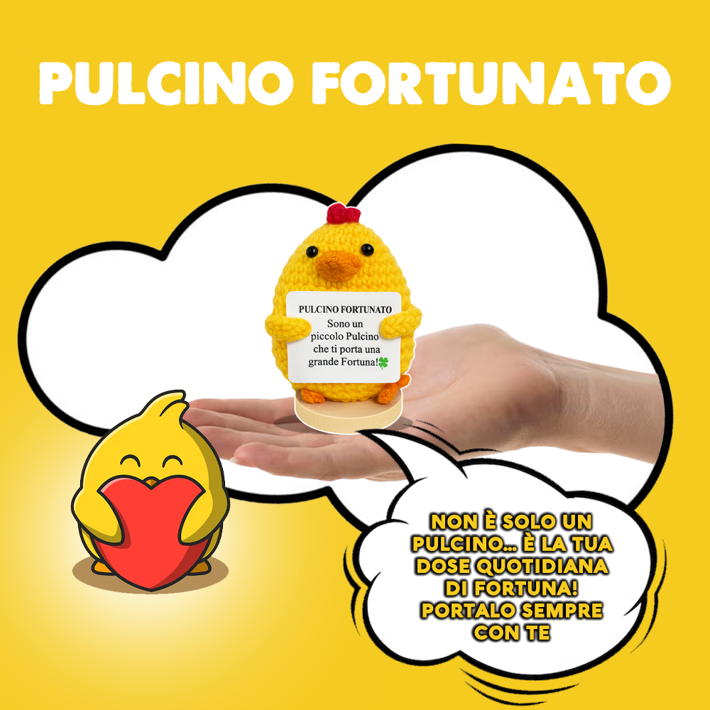 Peluche Crochet Con base in legno - Pulcino Fortunato
