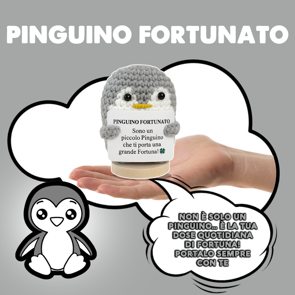 Peluche Crochet Con base in legno - Pinguino Fortunato