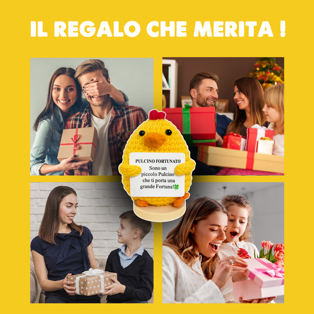 Peluche Crochet Con base in legno - Pulcino Fortunato