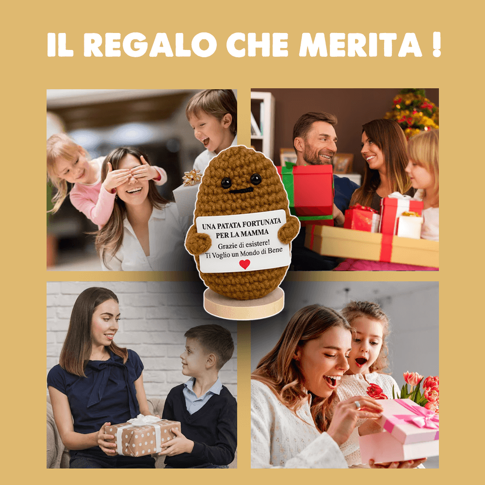 Peluche Crochet con Base in Legno - Patata Fortunata per la mia Mamma