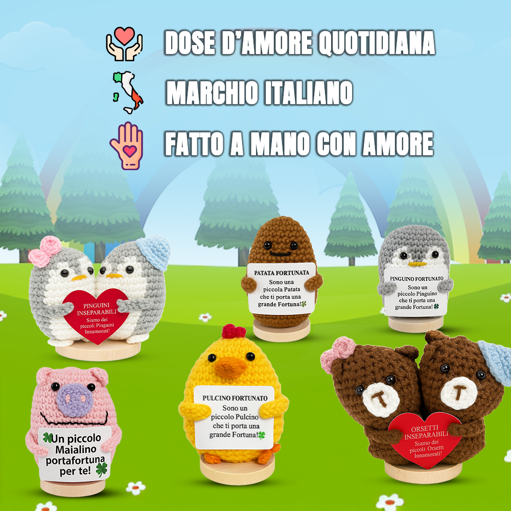 Peluche Crochet Con base in legno - Pulcino Fortunato