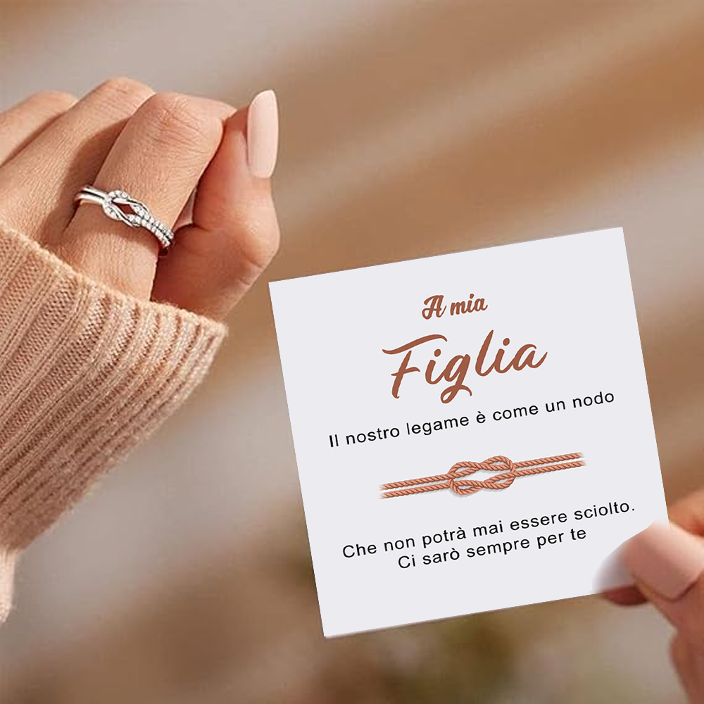 Anello Nodo da Donna in Argento Sterling 925 - A mia Figlia