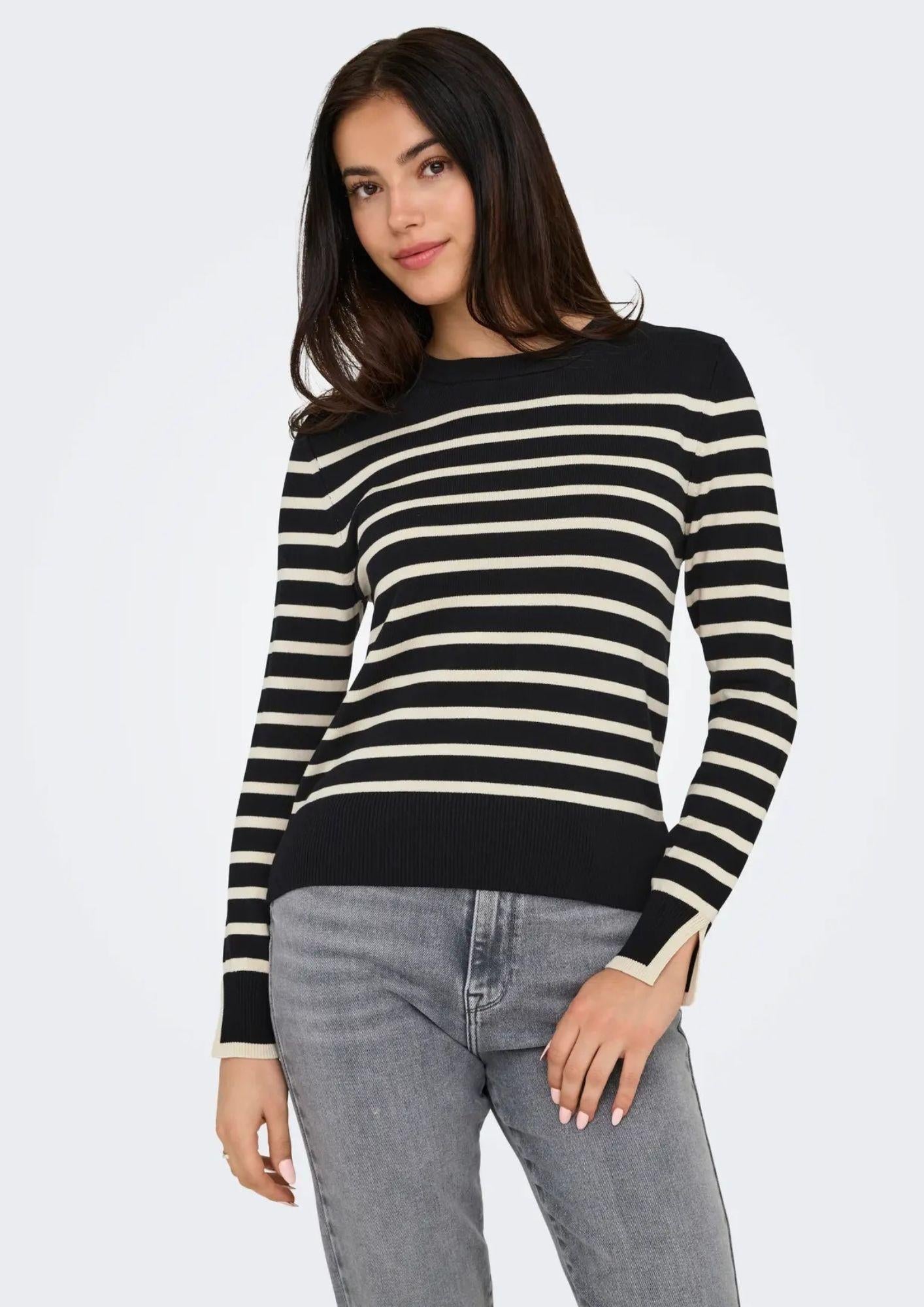Only Maglione Donna Kalana Nero E Bianco