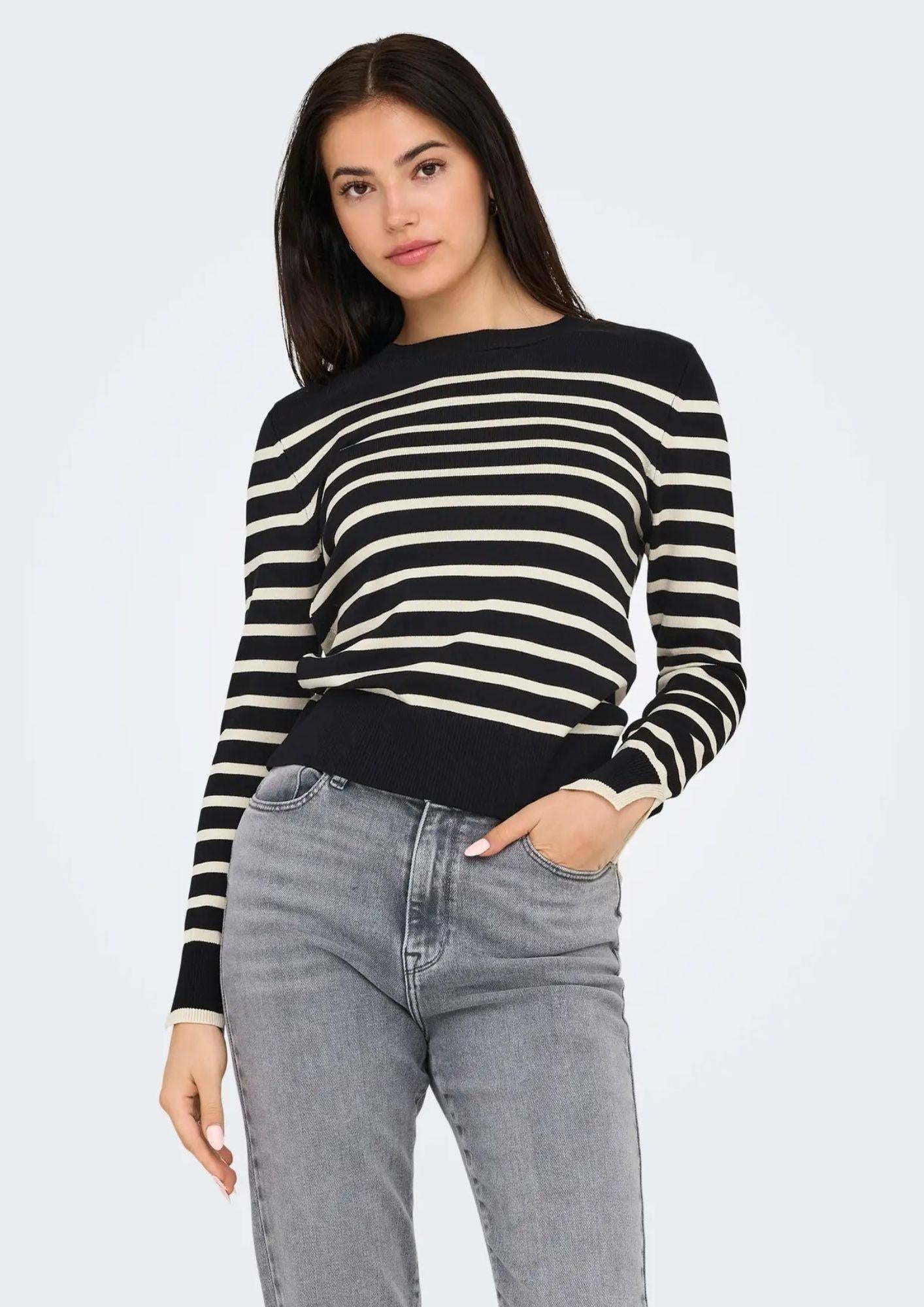 Only Maglione Donna Kalana Nero E Bianco