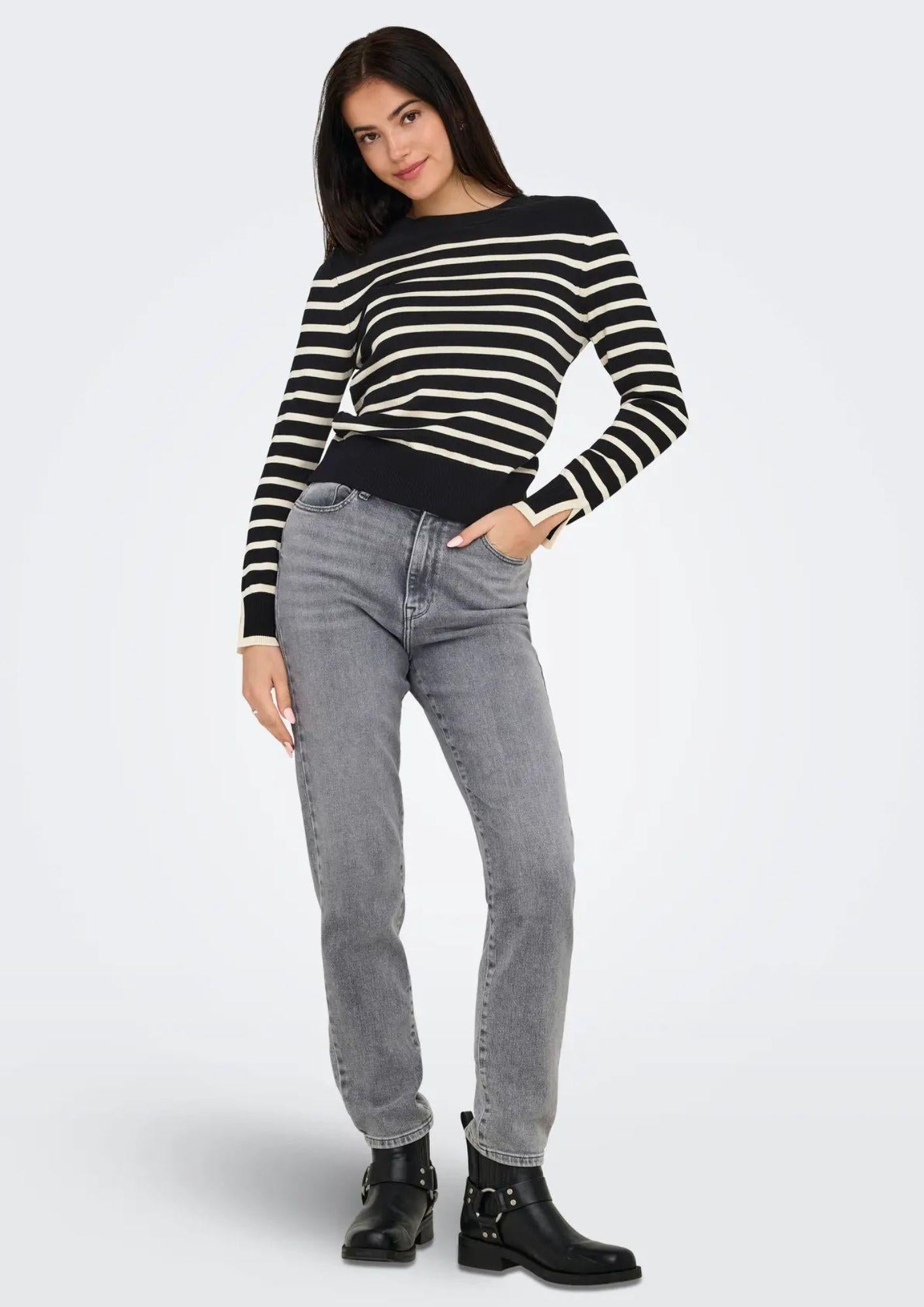 Only Maglione Donna Kalana Nero E Bianco