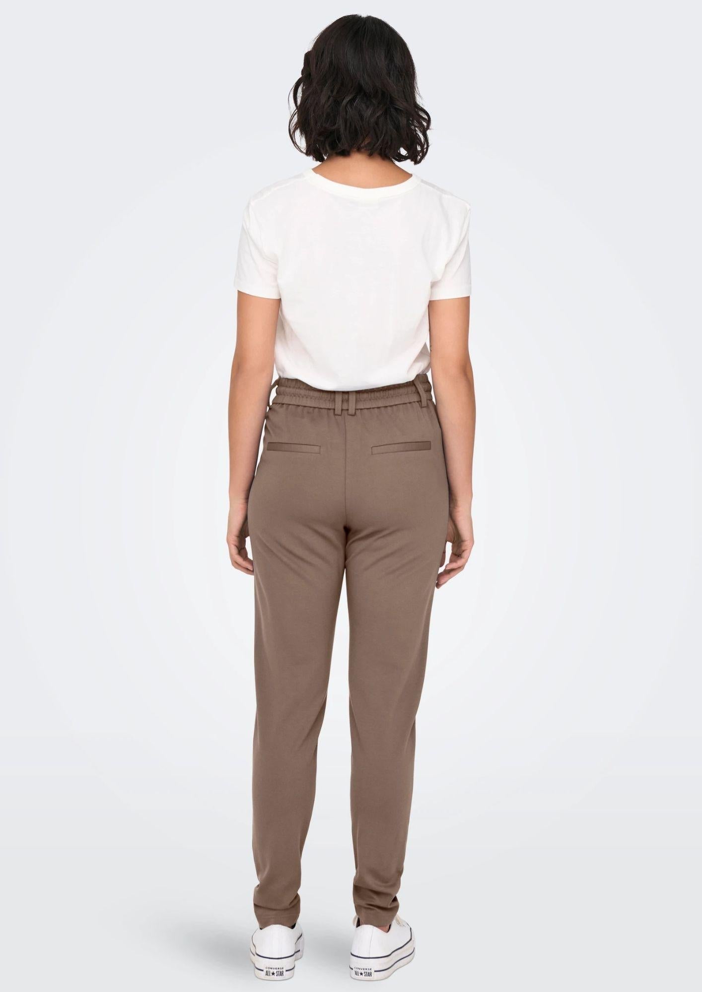 Only Pantaloni Donna Poptrash Marrone