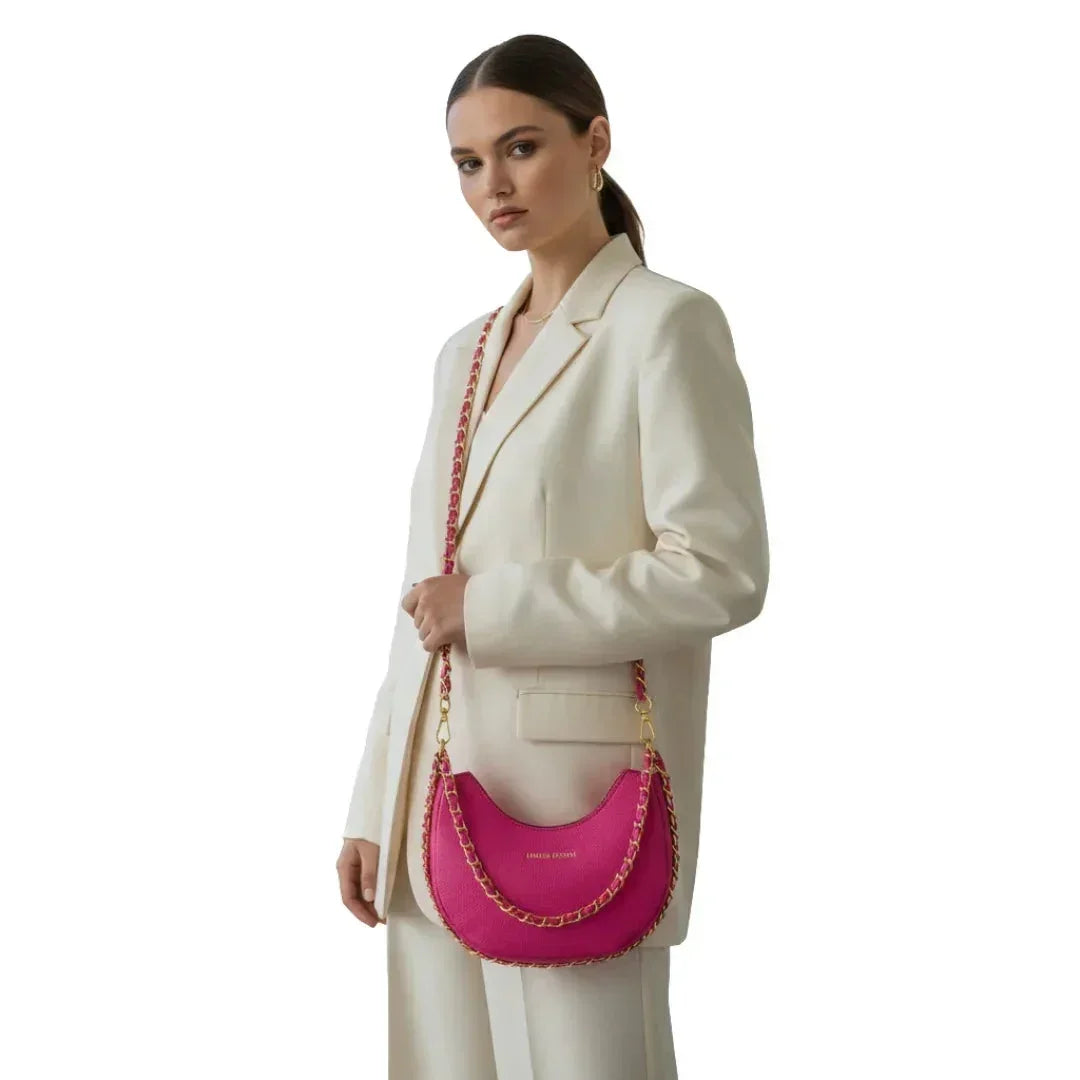 Pink Shoulder Bag with gold color chain strap MS-8824