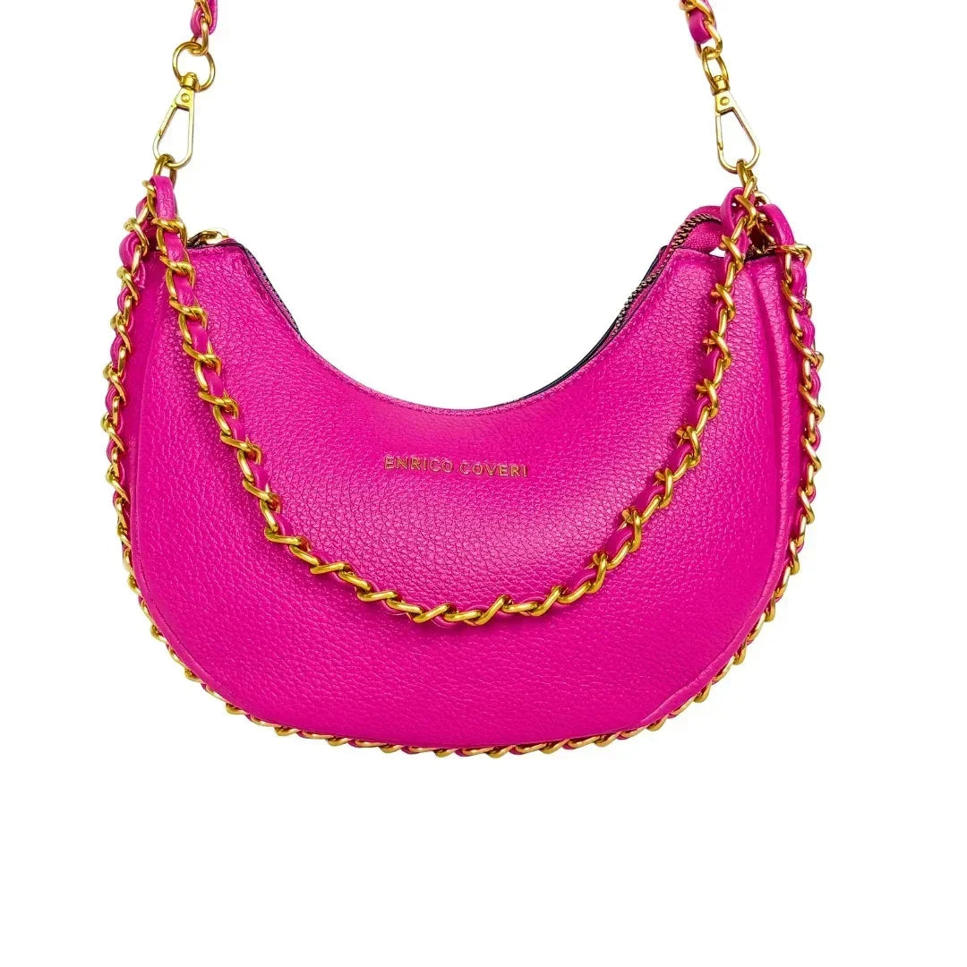 Pink Shoulder Bag with gold color chain strap MS-8824