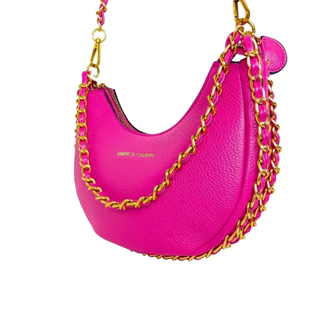 Pink Shoulder Bag with gold color chain strap MS-8824