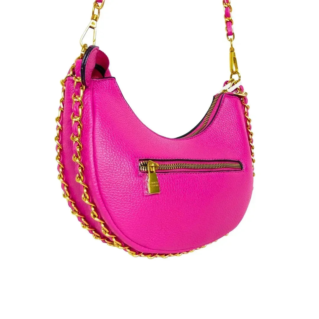 Pink Shoulder Bag with gold color chain strap MS-8824