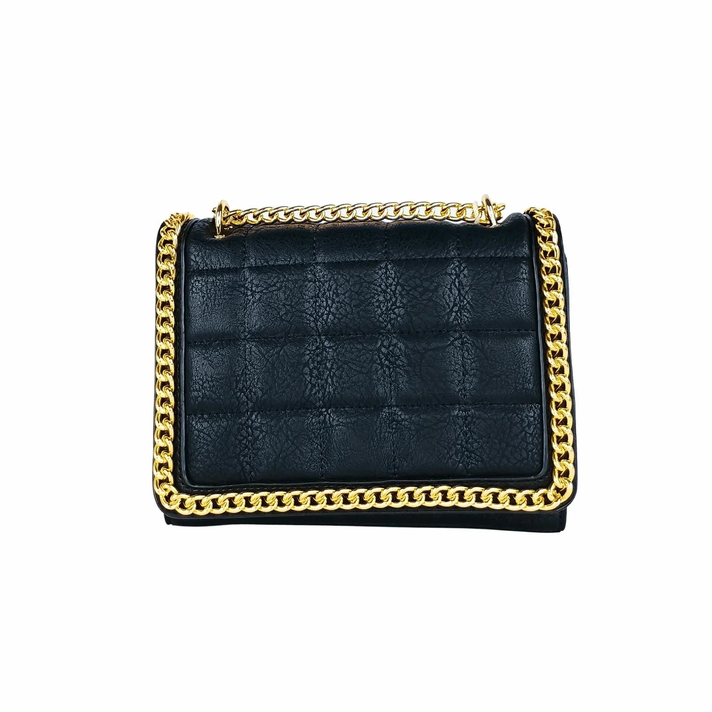 Quilted Black Faux Leather Crossbody - Bag MS-8891