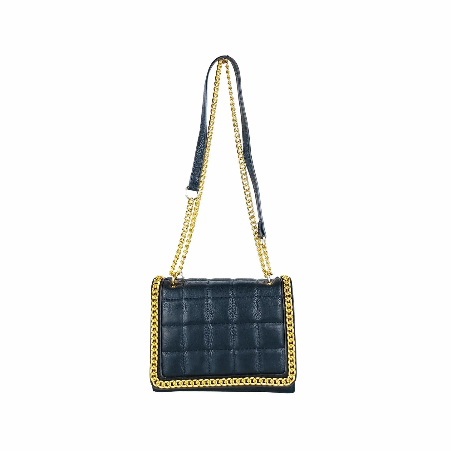 Quilted Black Faux Leather Crossbody - Bag MS-8891