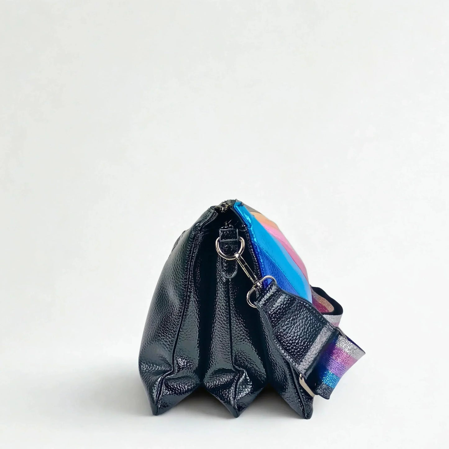 Rainbow Crossbody Bag with Metallic Stripe