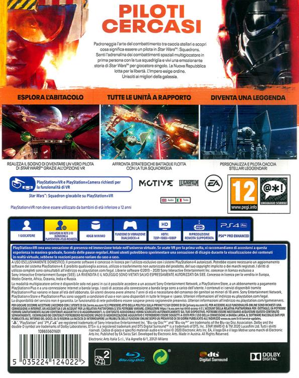 Star Wars: Squadrons Ps4 Italian Game Playstation 4 VR Compatible Ita New