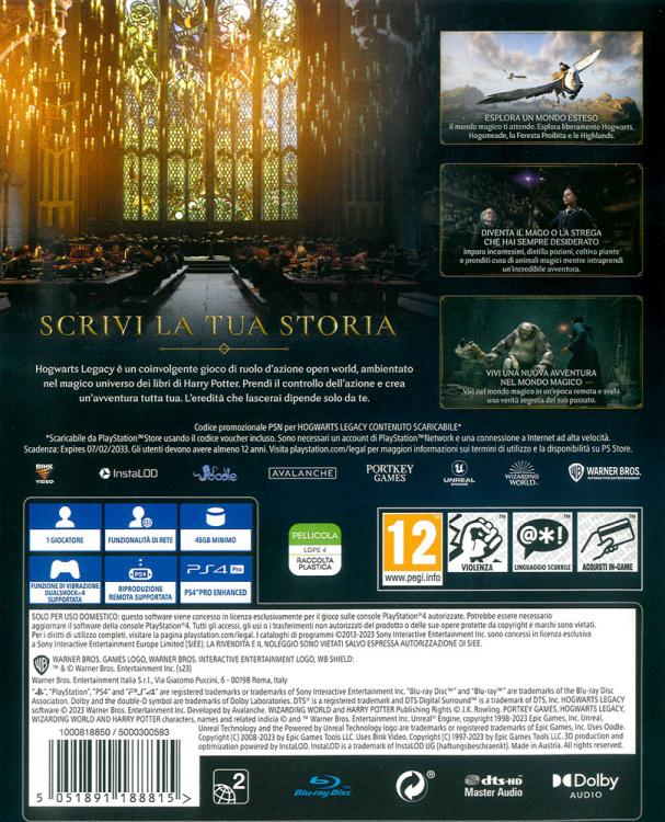 Hogwarts Legacy PS4 Video Game Harry Potter Playstation 4 Italian New Game