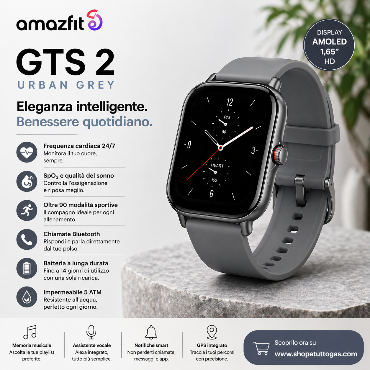 Xiaomi Smartwatch Amazfit GTS 2 Urban Grey