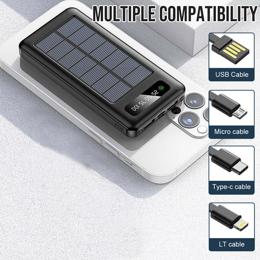 Batteria esterna power bank 15800mah solare 2.1a usb type-c iphone