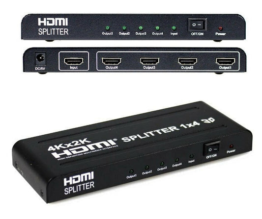 HDMI Splitter 1.4 1080P 3D 4K Full HD 4 Outputs High Resolution - DVD TV PS4 PC