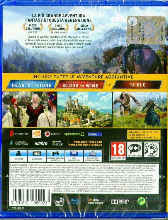 The Witcher 3 Wild Hunt - Goty Edition PS4 Italian Playstation 4 Game PAL ITA