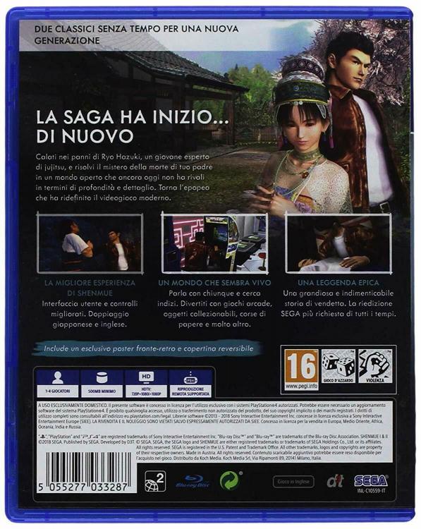 Shenmue HD 1 & 2 Collection PS4 Video Game Playstation 4 Italian New EU Ita