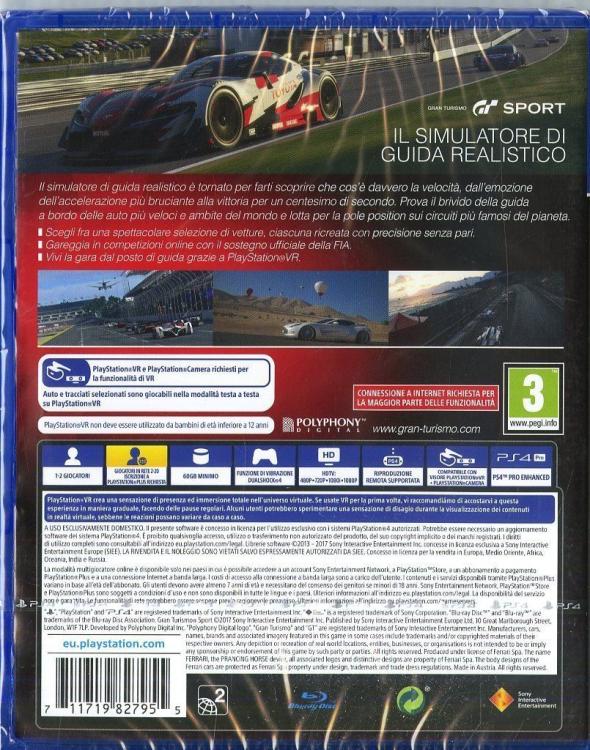 Gran Turismo Sport Ps4 Video Game Gt 7 Sport Ps4 Italian Vr Playstation 4 Ita