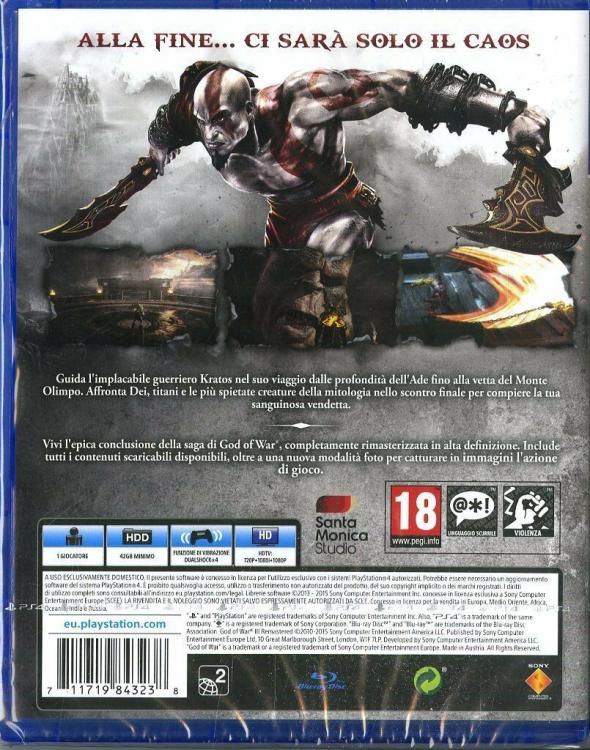 God Of War III 3 Remastered Ps4 Video Game Italian Playstation 4 New Game