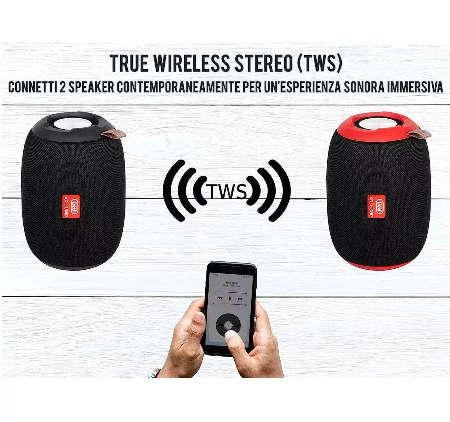 Cassa bluetooth portatile con microfono tws aux chiamate cinghia speaker TREVI