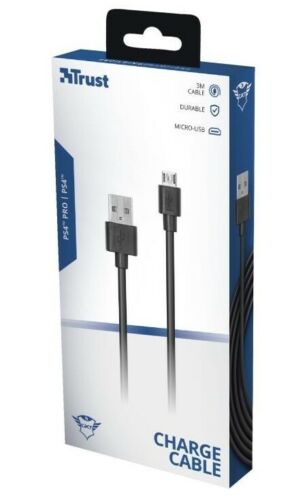 Trust PS4 Controller Charging Cable Micro USB 3M Playstation 4 Pad Sony New