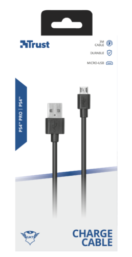 Trust PS4 Controller Charging Cable Micro USB 3M Playstation 4 Pad Sony New