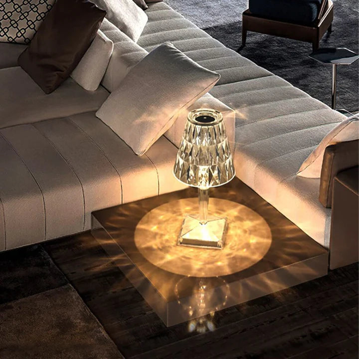 Lampada da tavolo con diamanti in acrilico 3 colori di illuminazione con luce notturna da comodino in cristallo USB regolabile in luminosità