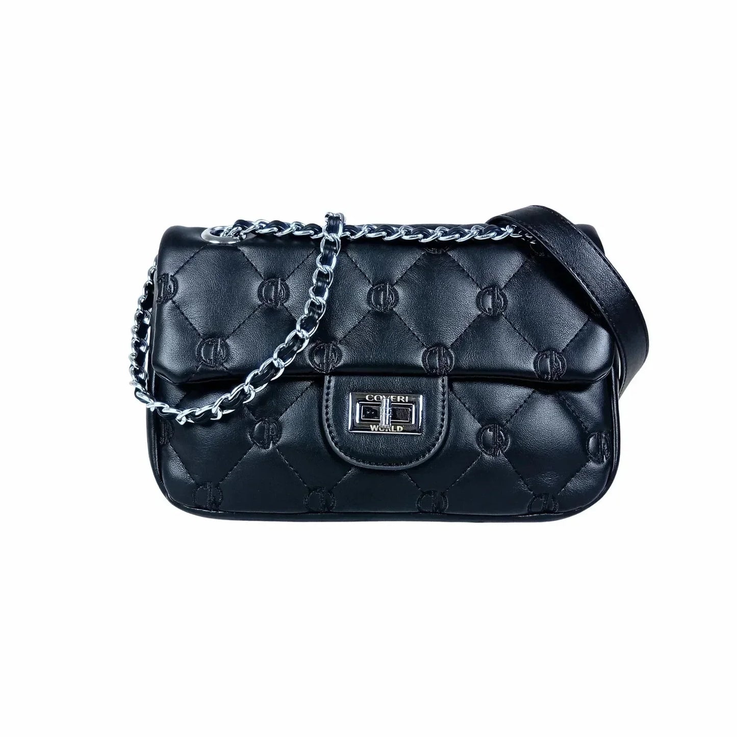 Soft leather crossbody bag with silver strap MS-8908