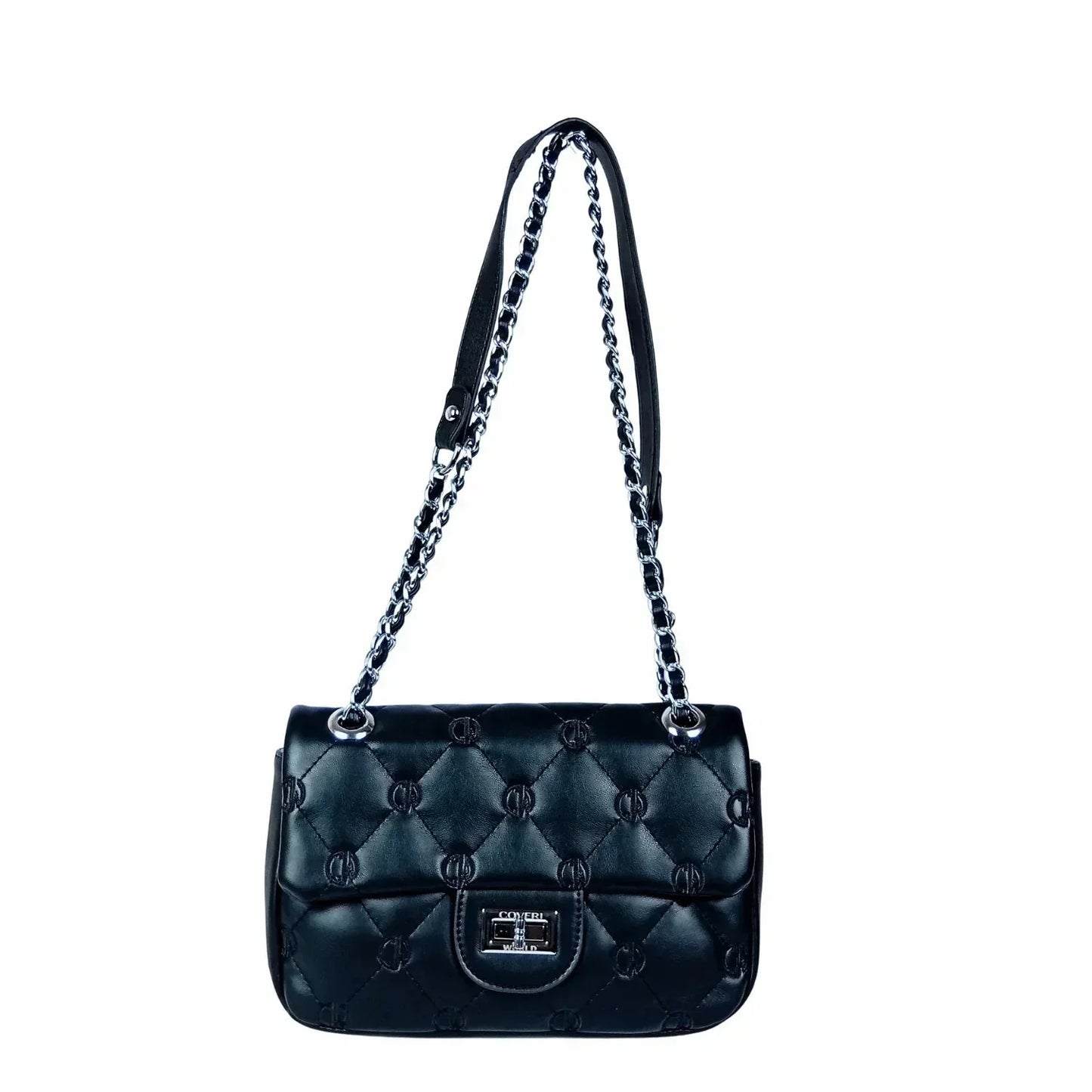 Soft leather crossbody bag with silver strap MS-8908