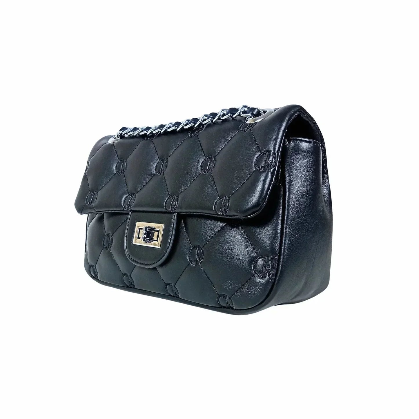 Soft leather crossbody bag with silver strap MS-8908