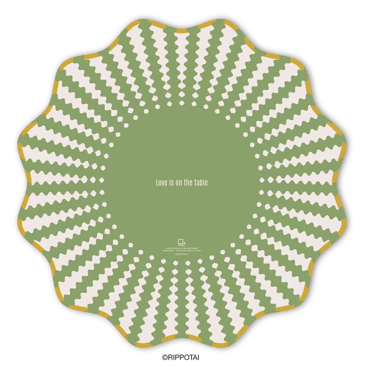 Sottopiatti Eleganti Victoria Verde Salvia - Set 3 Sottopiatti + 3 Sottobicchieri