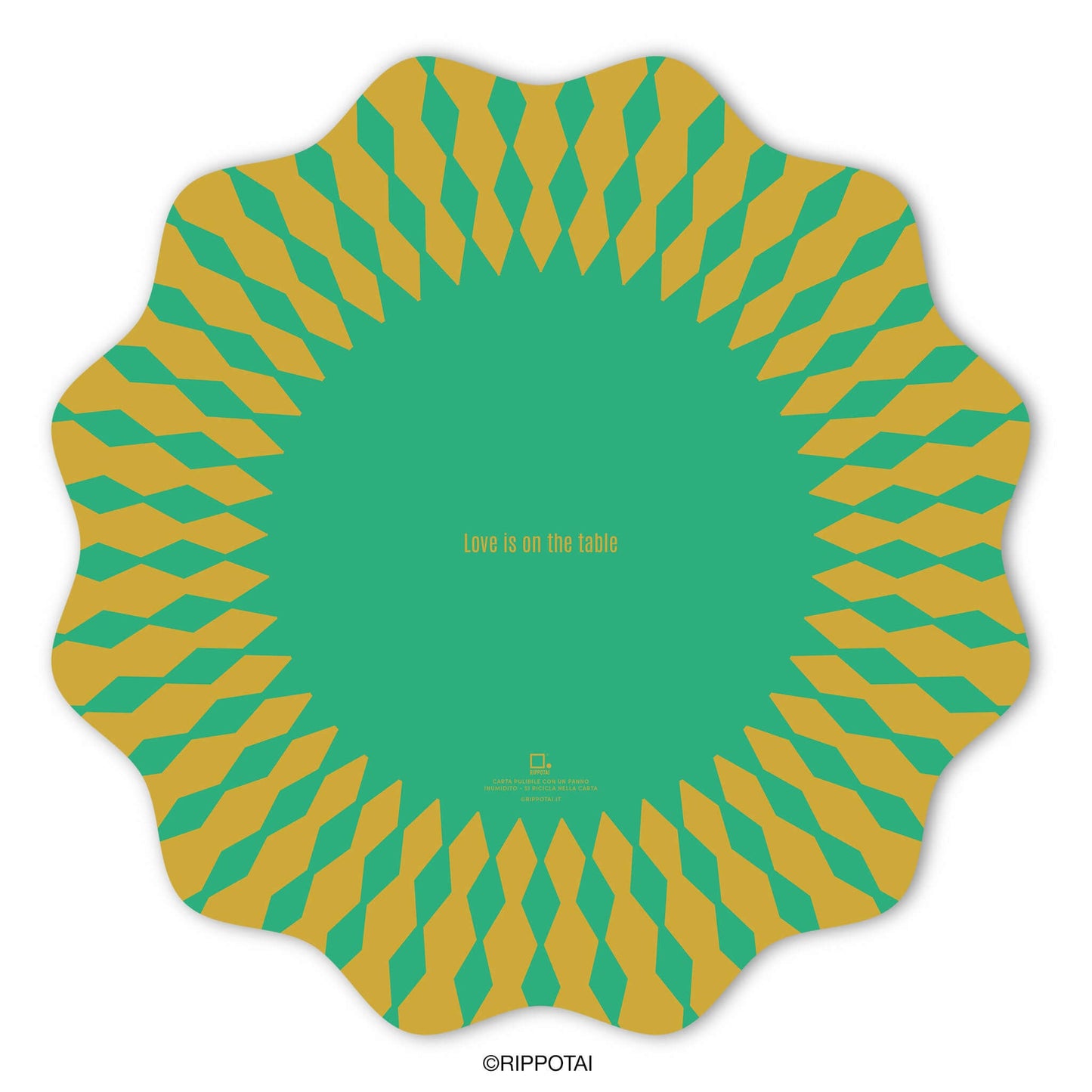 Sottopiatti Eleganti Green Sun Geometrici - Set 3 Sottopiatti + 3 Sottobicchieri