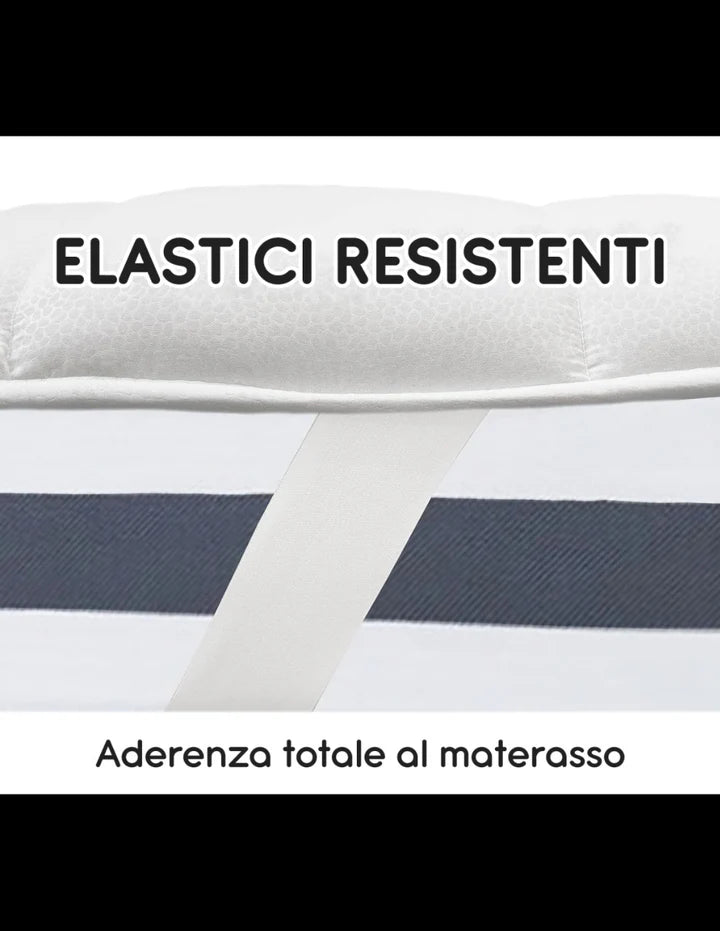 Topper Comfort con Elastici: L’Oasi di Relax per il Tuo LettoTrapuntato, Anallergico e Traspirante con Elastici, Made in Italy 300 gr