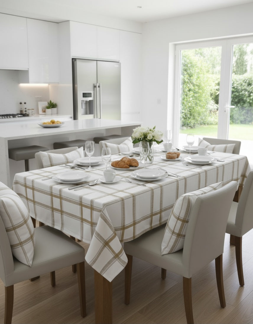 Tovaglia ZAFFIRO Cotone Jacquard Oro & Bronzo - Prodotto Artigianale Made in Italy