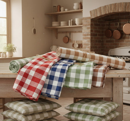 Tovaglia Campagnola 100% Cotone Tinto Filo – 4 Colori | Standard e Su Misura