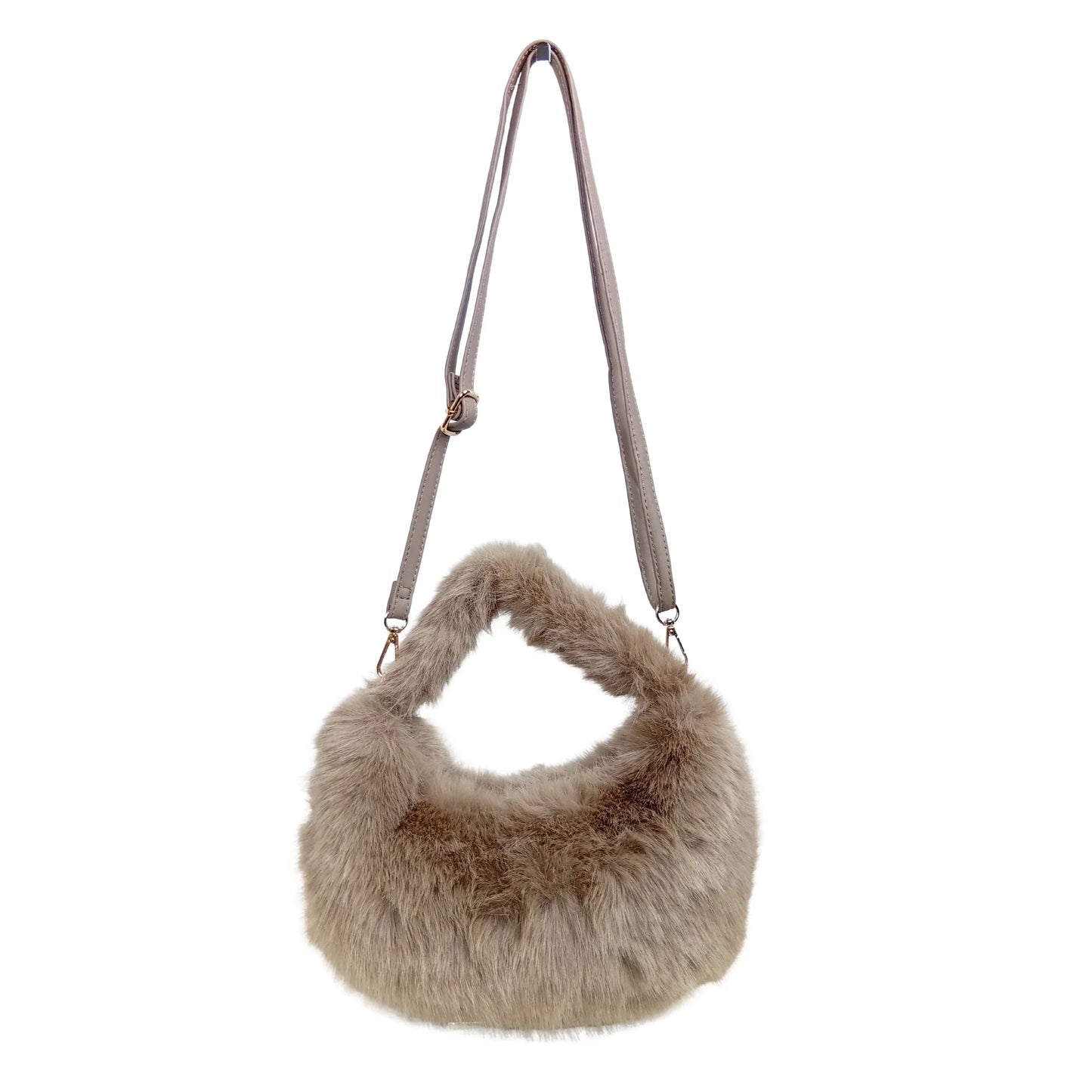 Vanilla faux-fur mini hobo handbag MS-2167