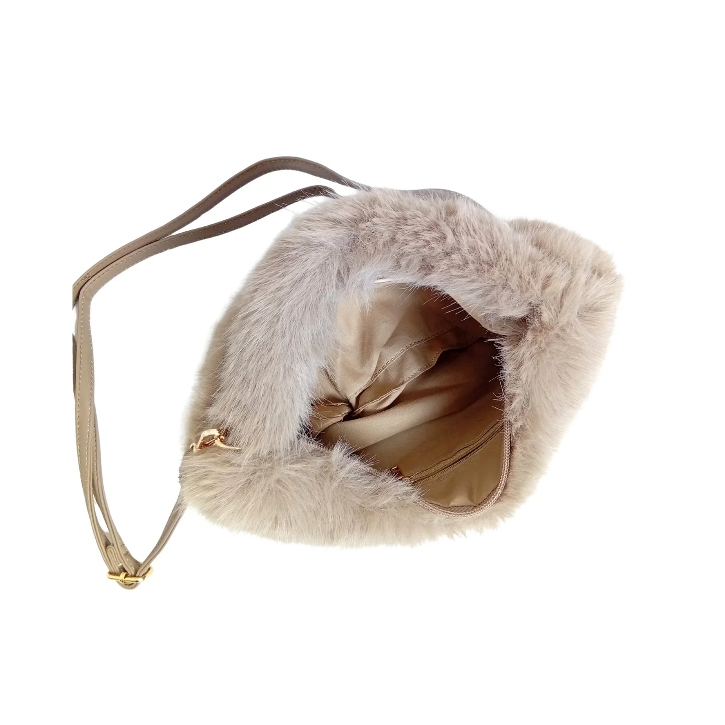 Vanilla faux-fur mini hobo handbag MS-2167