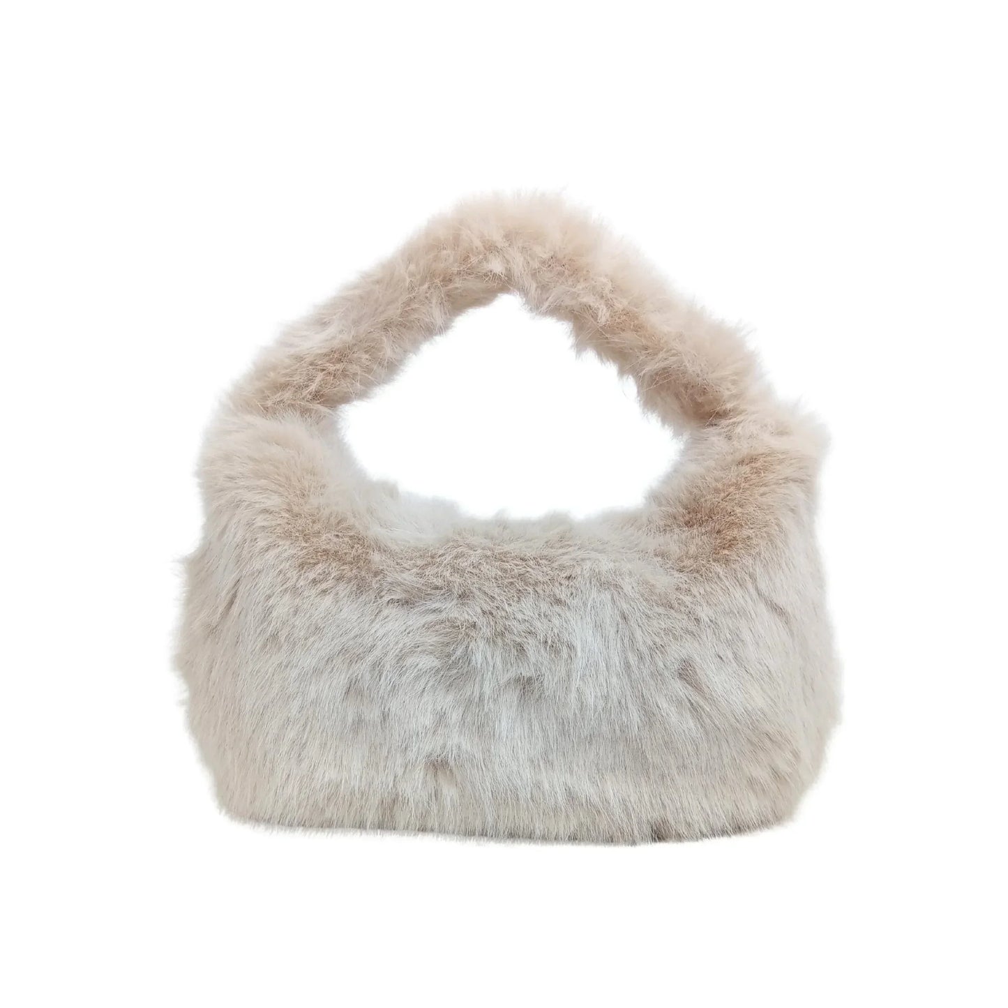 Vanilla faux-fur mini hobo handbag MS-2167