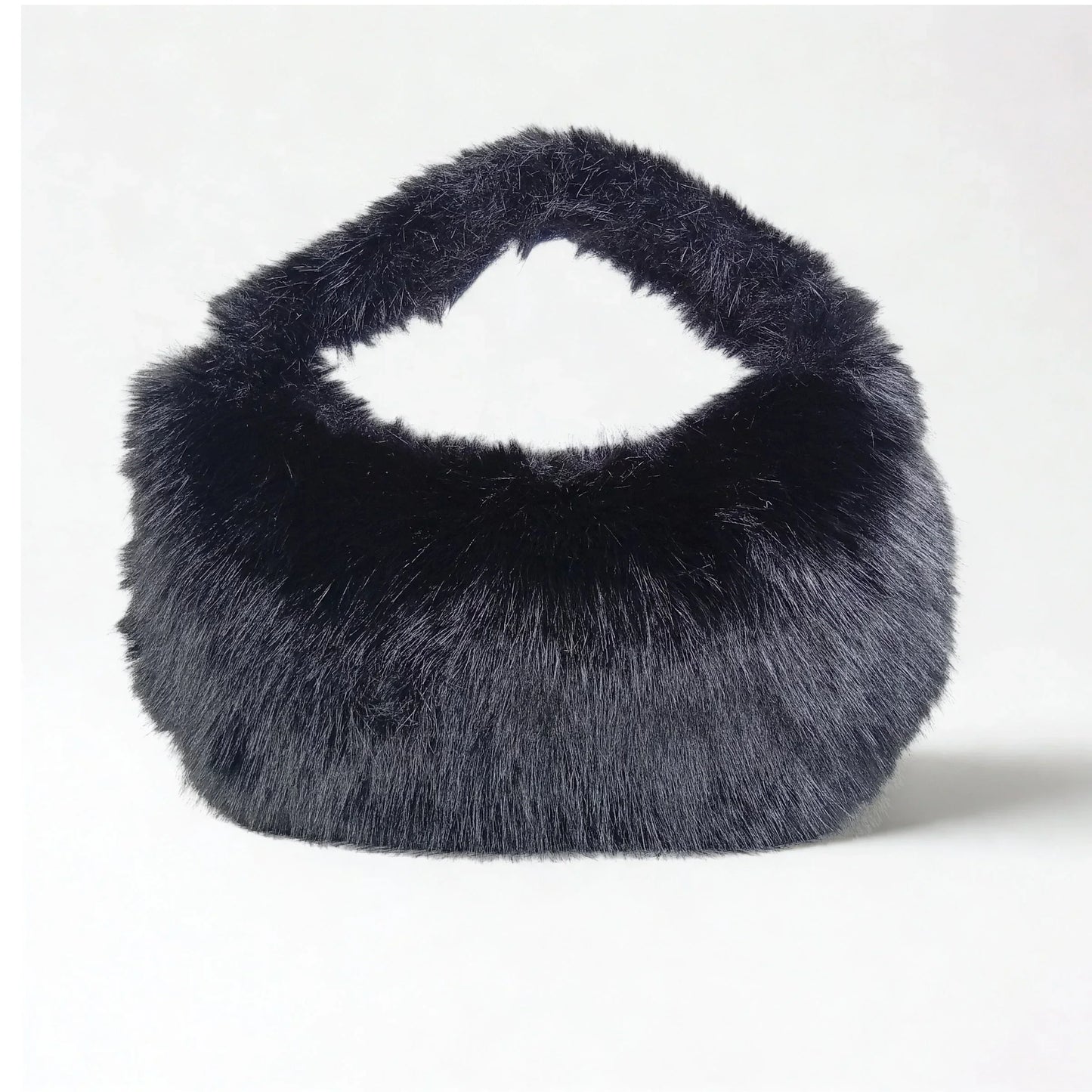 Vanilla faux-fur mini hobo handbag MS-2167