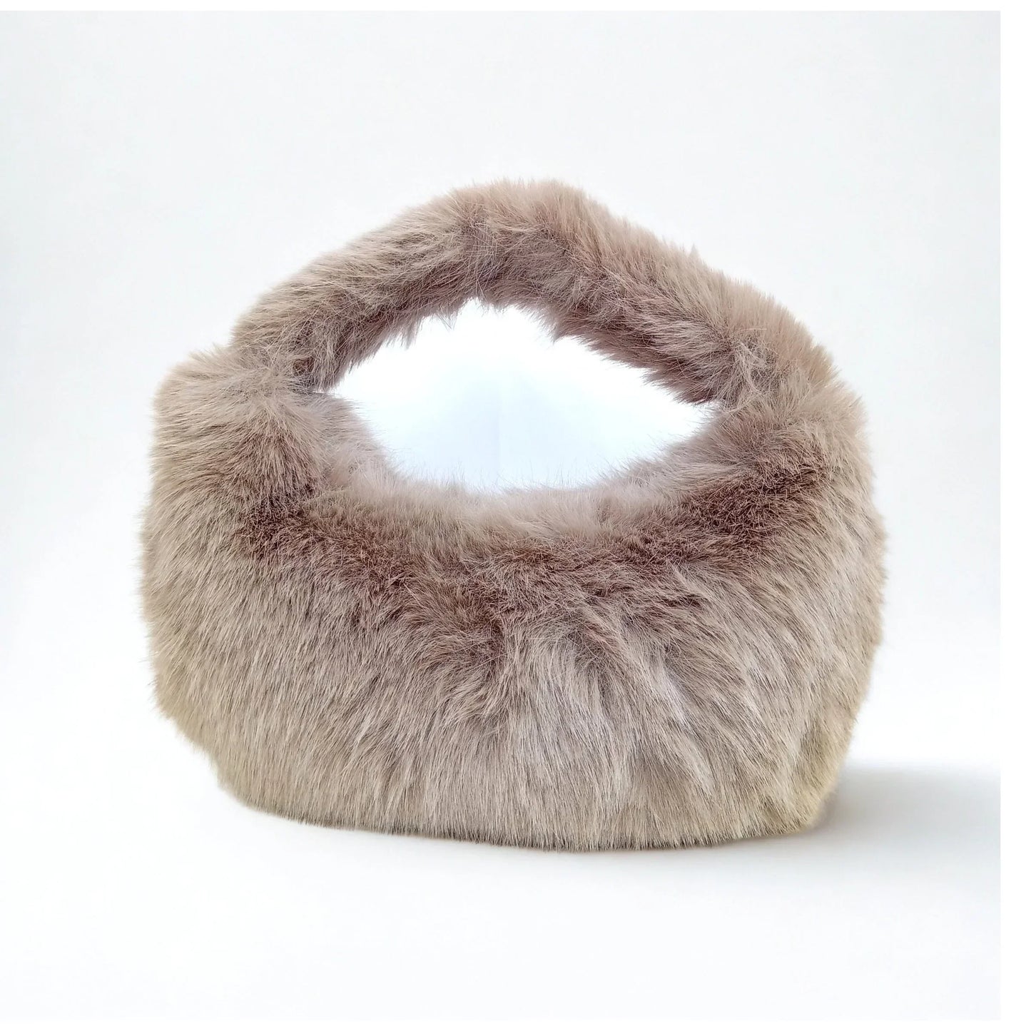 Vanilla faux-fur mini hobo handbag MS-2167