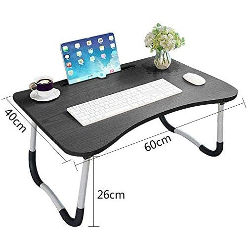 Tavolino Pieghevole Letto Vassoio Colazione Studio Tablet Pc Notebook Legno Blu