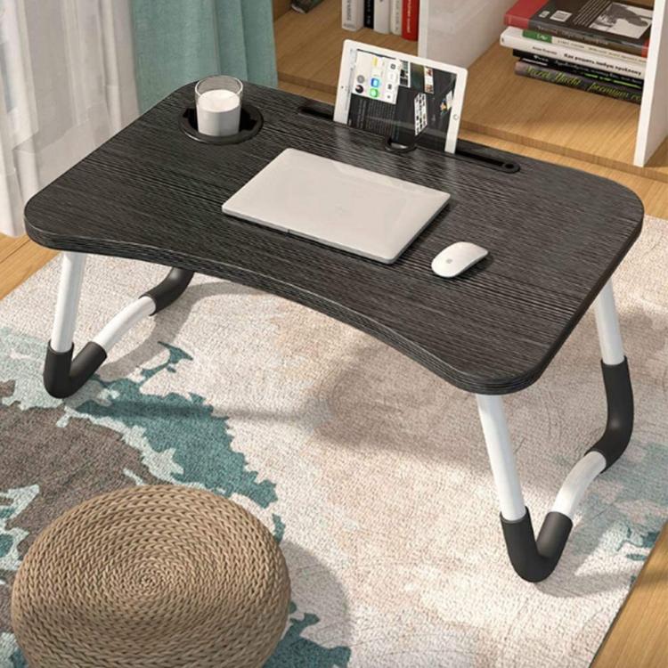 Tavolino Pieghevole Da Letto Vassoio Colazione Studio Per Pc Notebook Legno Nero