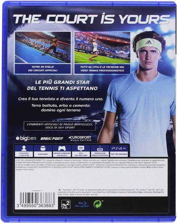 Tennis World Tour Video Game PS4 PlayStation 4 Game 2018 Multilingual Italian