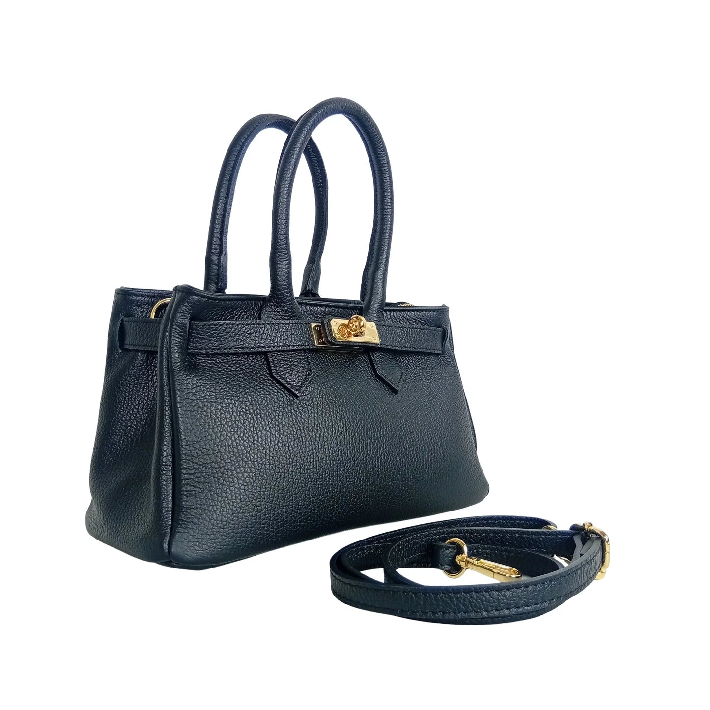 Velinara MS-0787 full-grain leather handbag with detachable strap